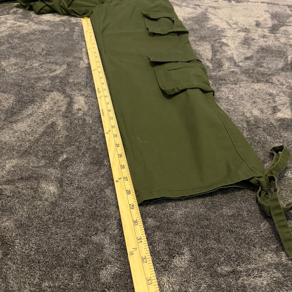 NVFelix TY925 Women Olive Green Cargo Pants Multi Pocket Tie Cuff Size L - Picture 7 of 8